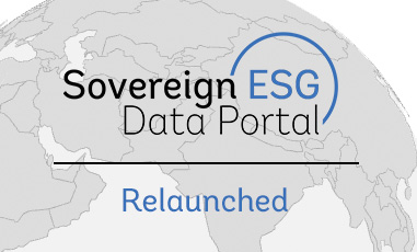 Picture of the ESG data portal logo in front of a globe, spelling relaunch.